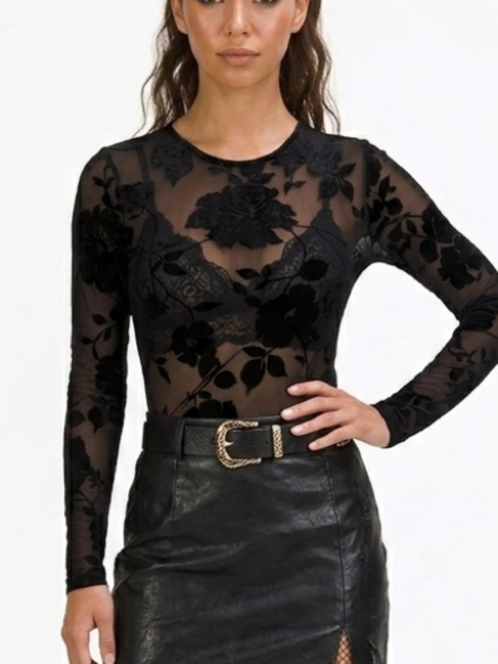 DYNAMITE | NWT FLORAL MESH SHEER BODY SUIT